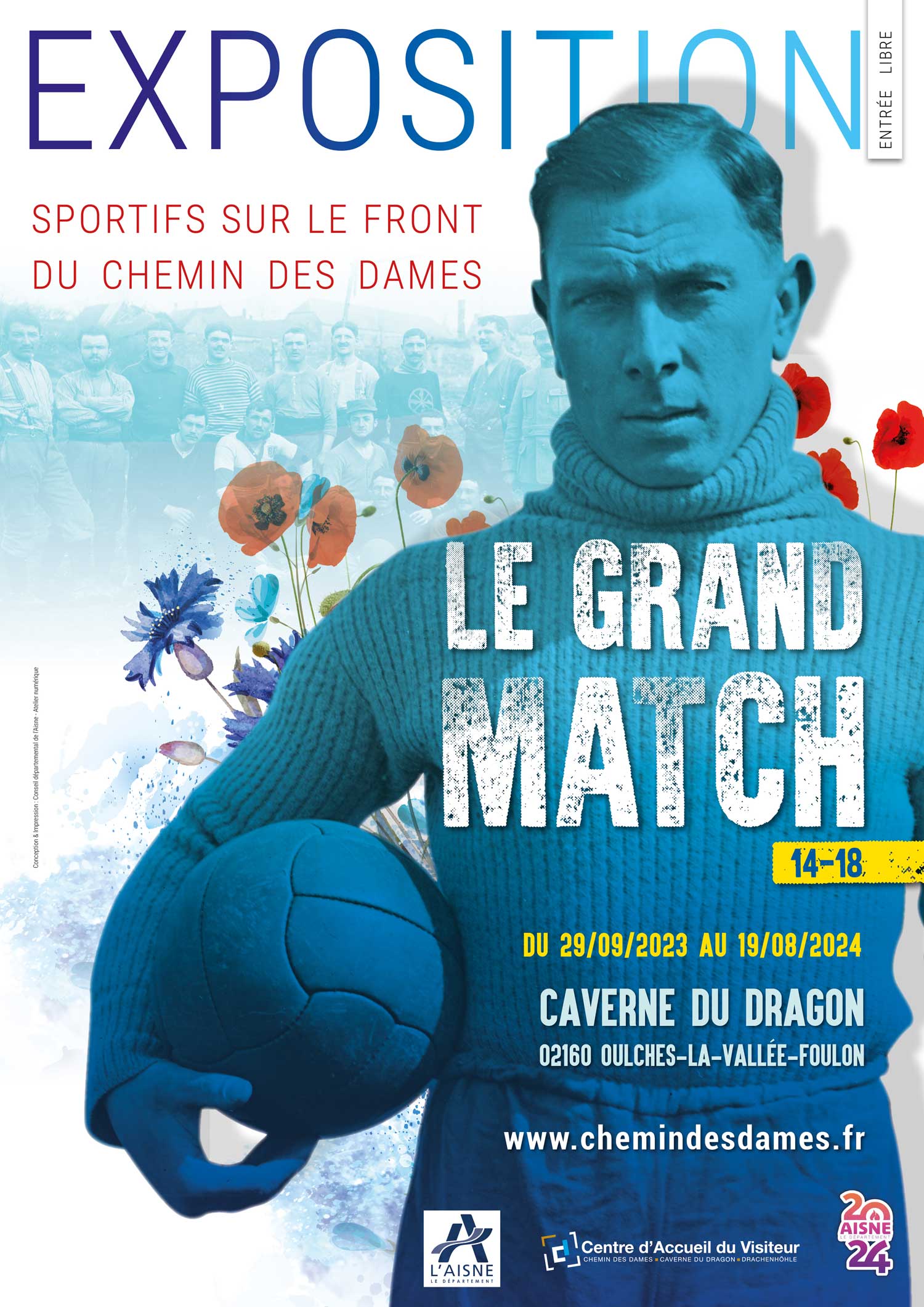 Affiche de l'exposition "Le Grand Match : sportifs sur le front du Chemin des Dames"