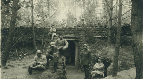 Soldiers in front of dugout at Chemin des Dames