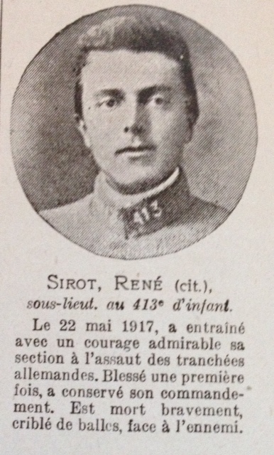 Sirot René Antoine portrait de ce combattant et citation
