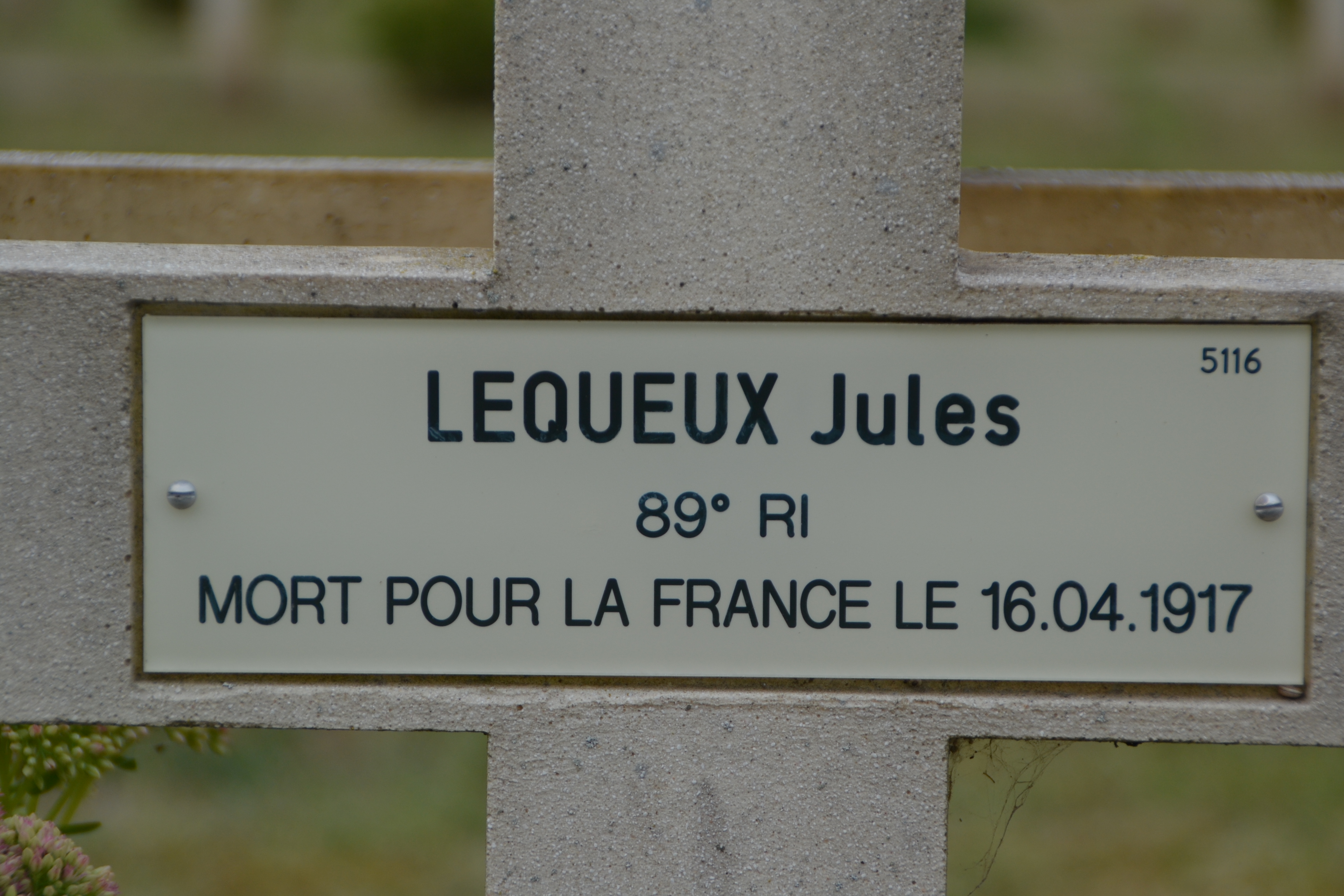 Lequeux Jules Marcelin, sépulture de ce combattant à Pontavert