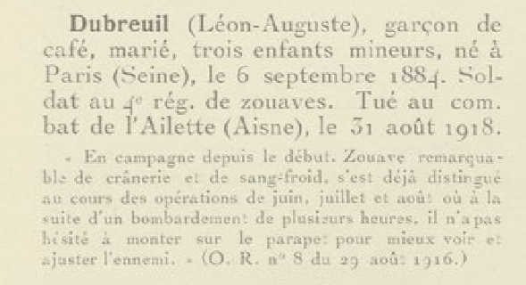 Citation Du Zouave DUBREUIL