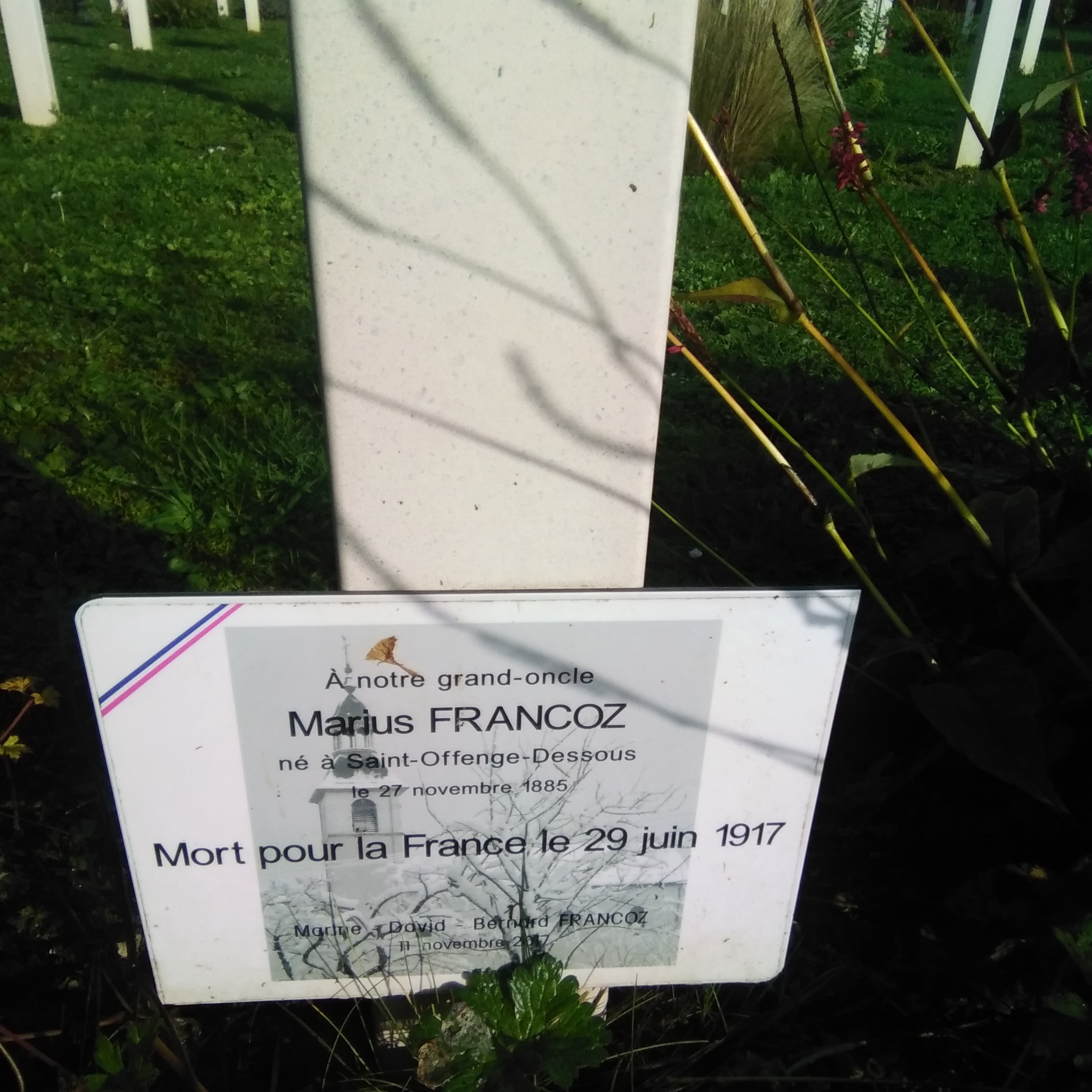 Hommage de la famille novembre 2017, FRANCOZ Marius