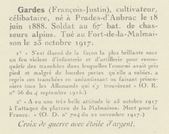Citation du Chasseur GARDES