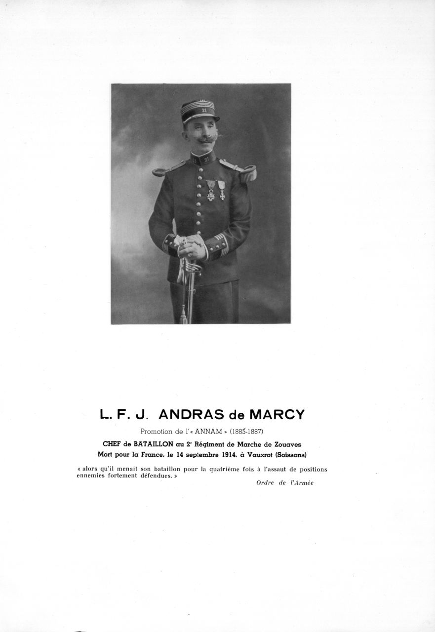 Andras de Marcy Louis Fernand Joseph  fiche la Saint Cyrienne