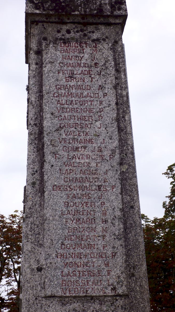 Monument aux Morts Abjat sur Bandiat (24) côté