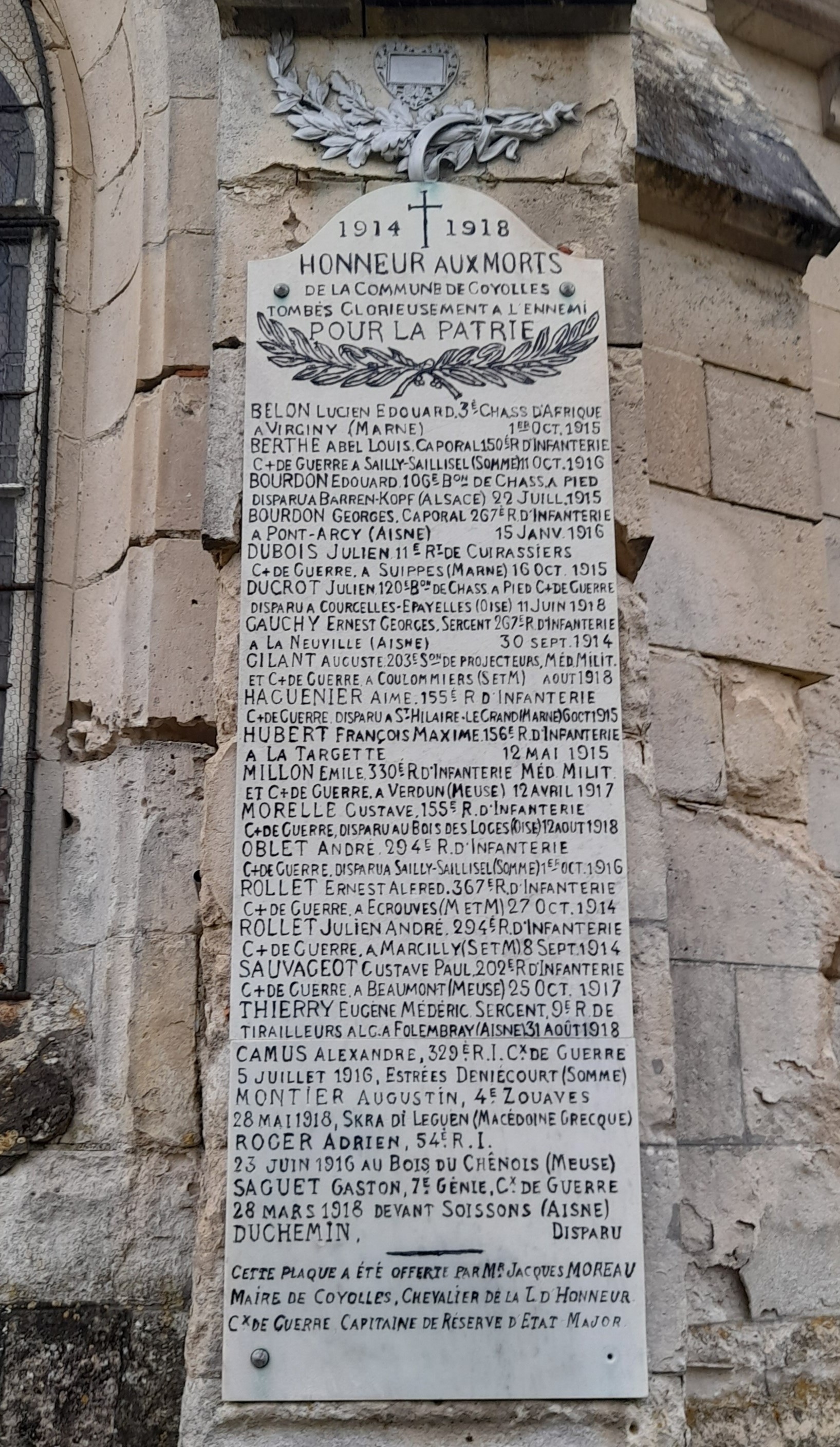 Monument aux morts Coyolles (Aisne)