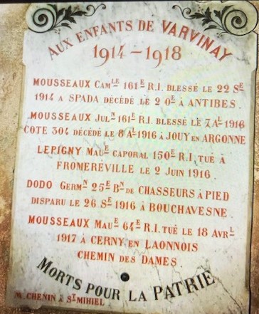 Monument aux morts Varvinay (Meuse)