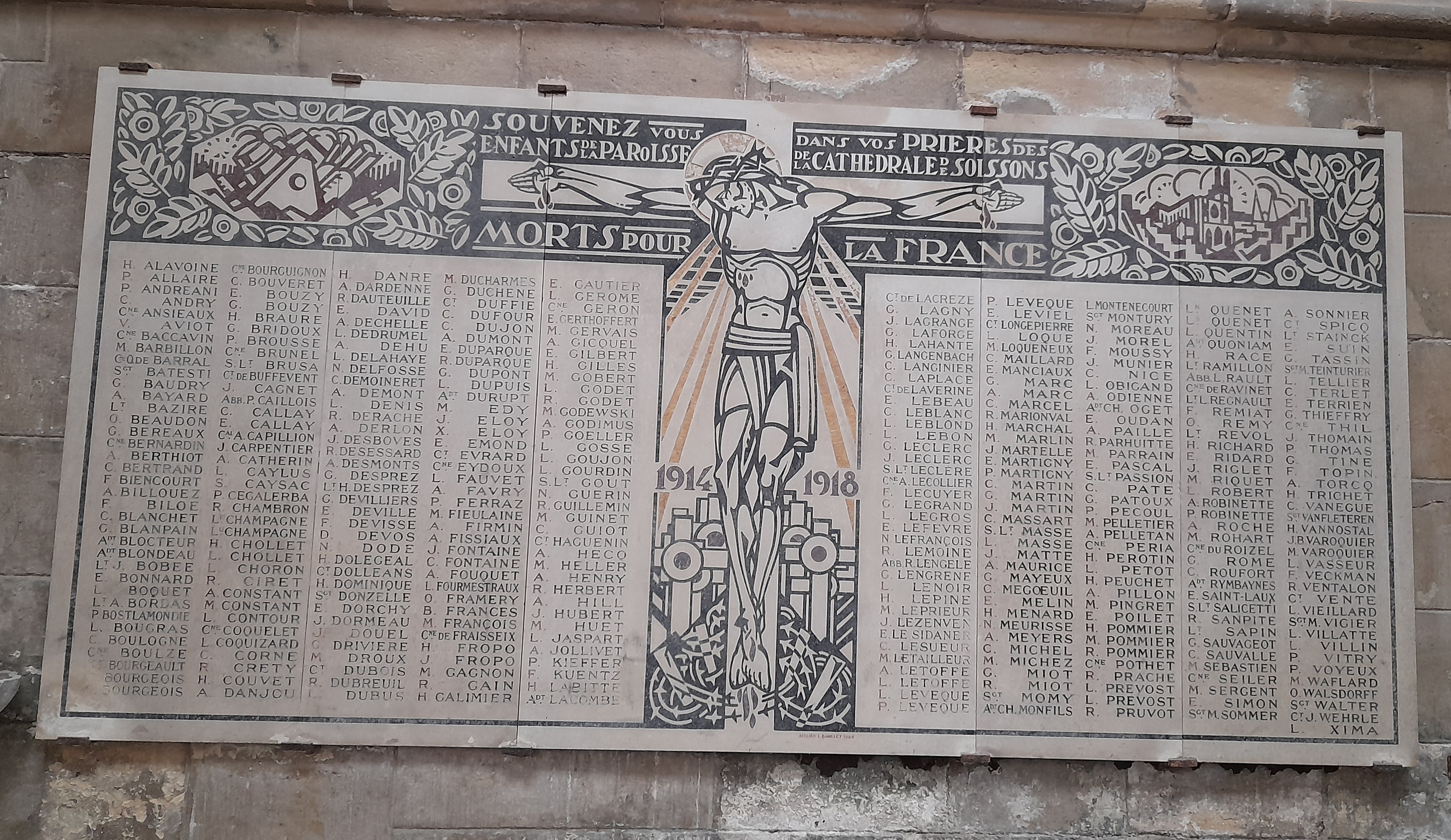 Plaque commémorative de la Cathédrale de Soissons (Aisne)