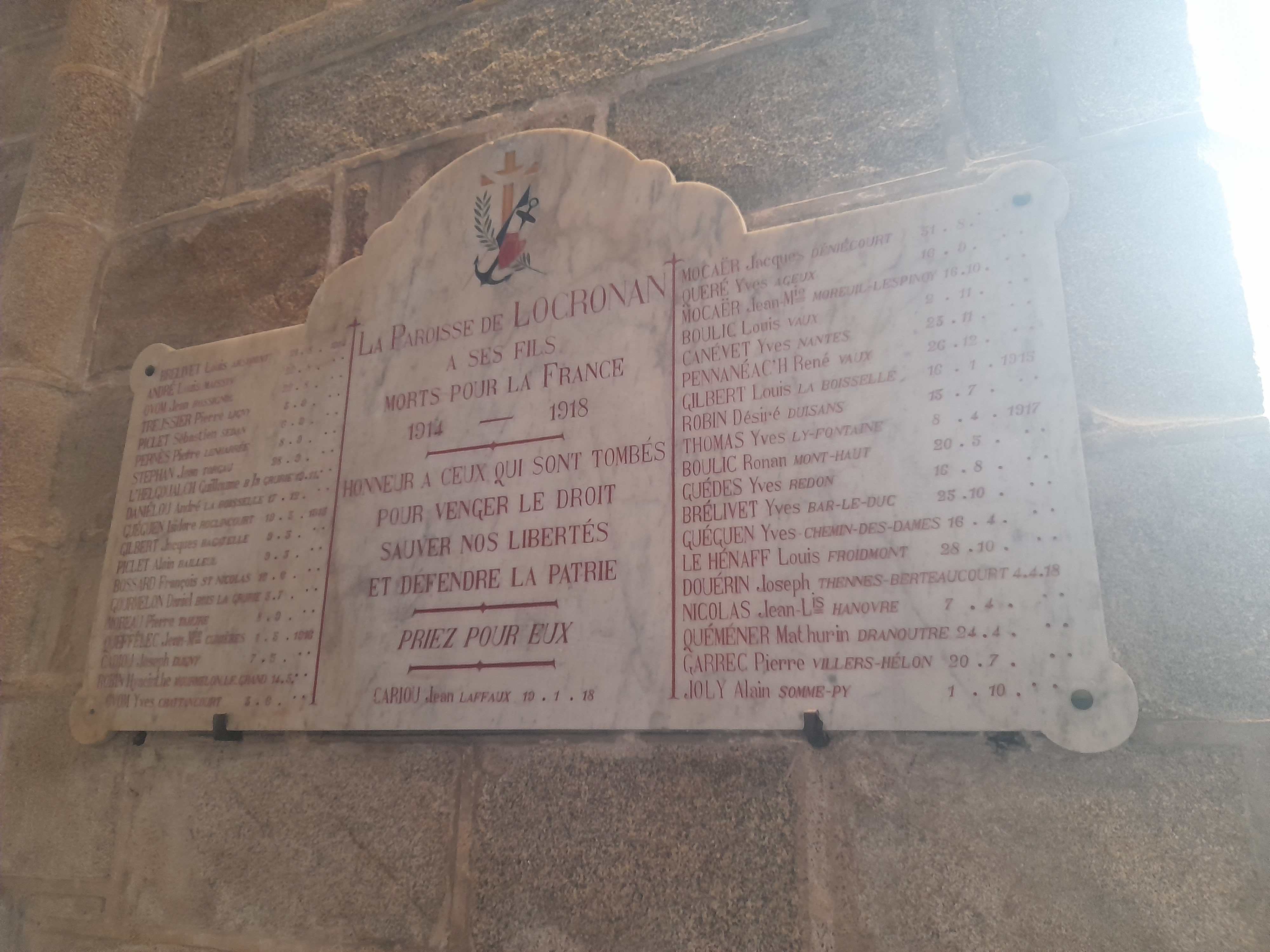 Plaque Eglise Locronan (Finistère)