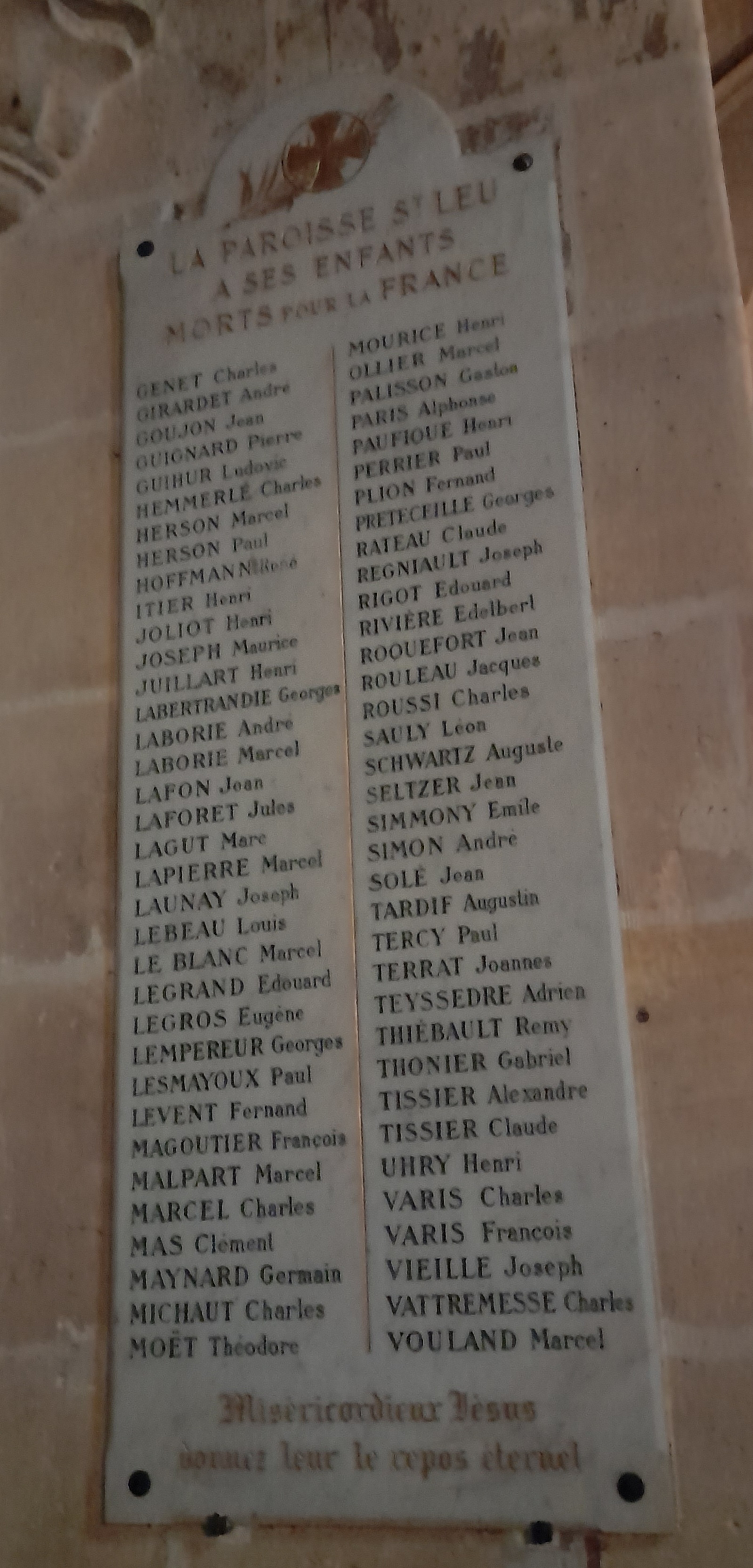 Plaque Eglise Saint Leu 2 Paris 1er (Seine)