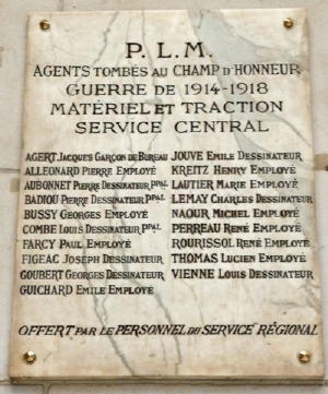 Plaque commémorative Gare de Lyon