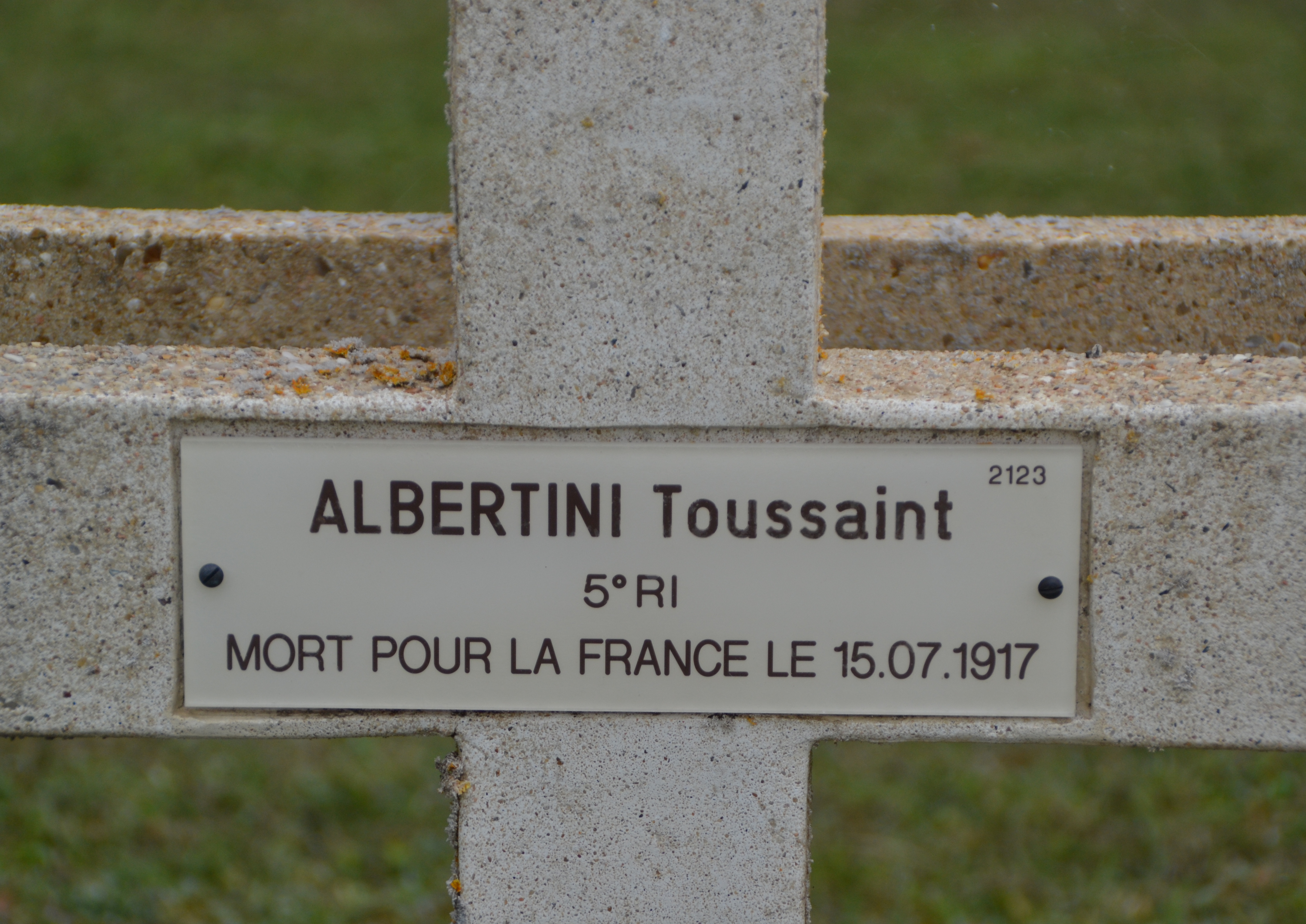 Albertini Toussaint sépulture à Soupir 1 (Aisne)