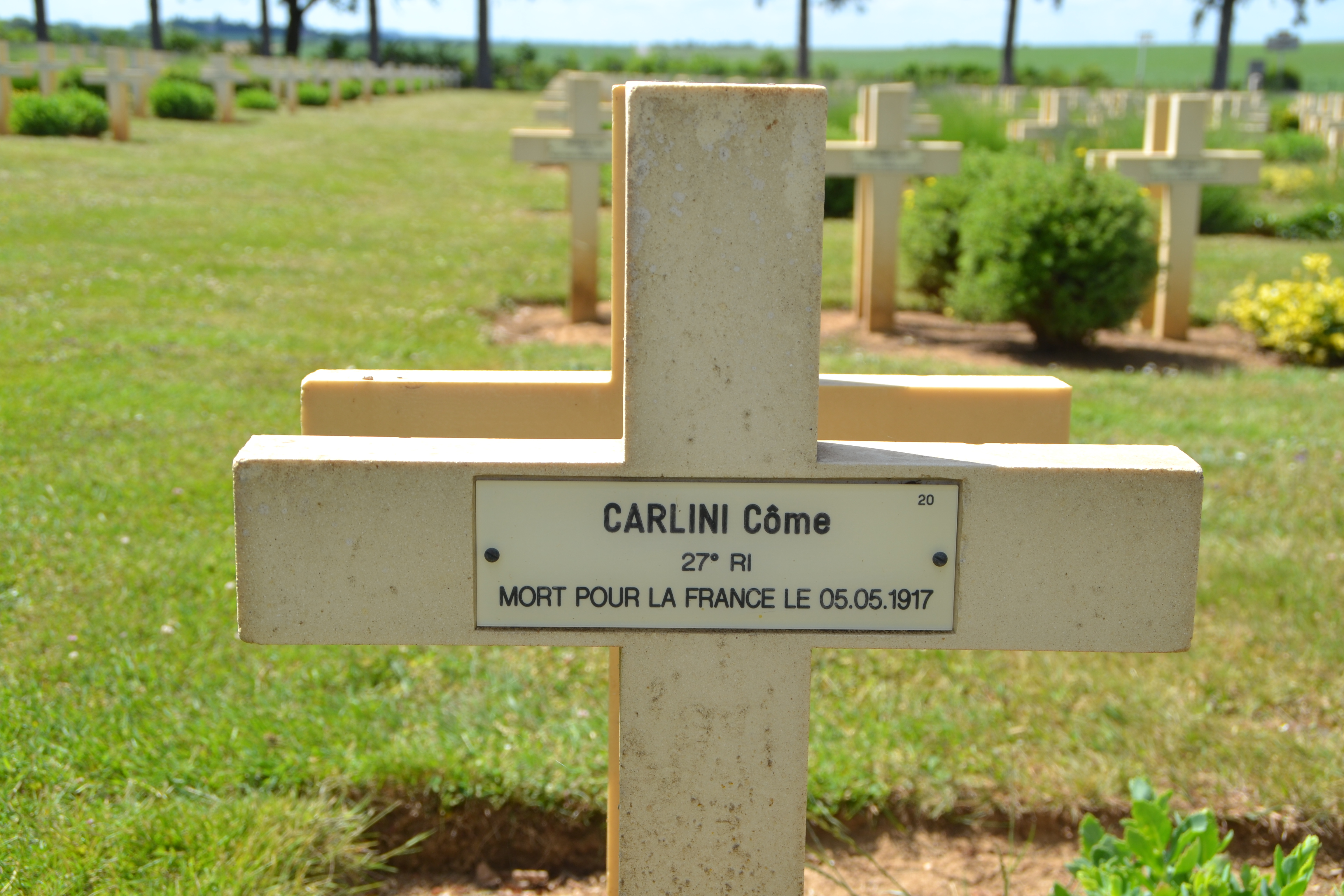 Carlini Côme sépulture à Cerny-en-Laonnois (Aisne)