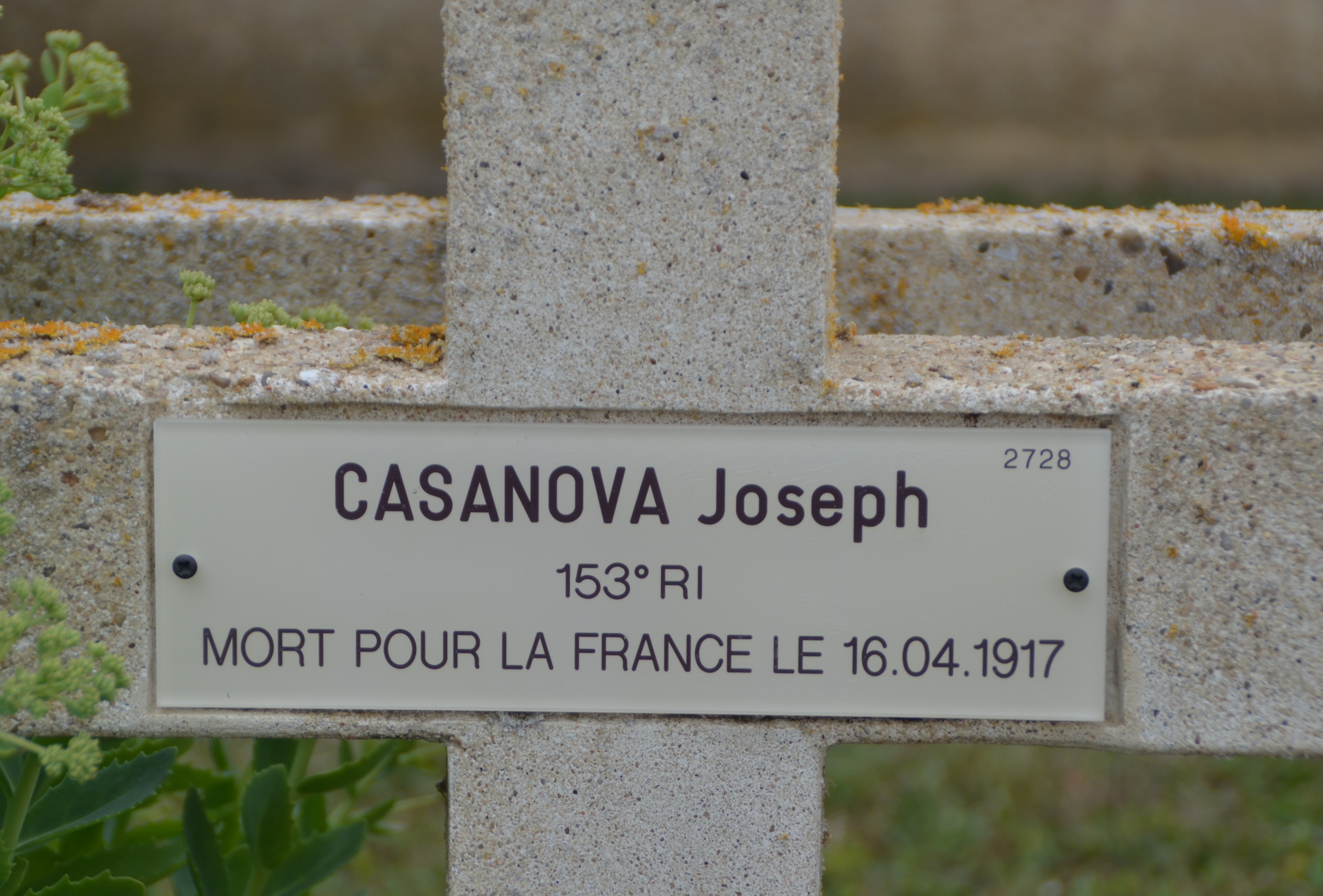 Casanova Joseph sépulture à Soupir 1 (Aisne)