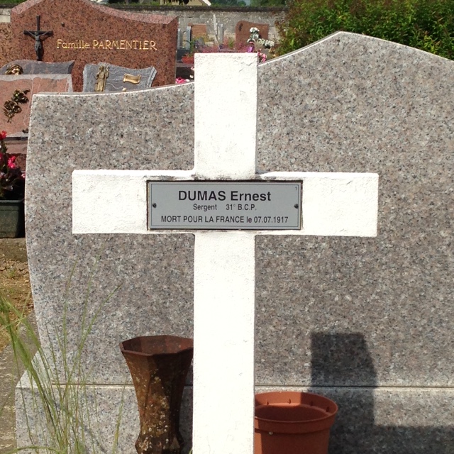 Dumas Jean Charles "Ernest", sépulture à Billy sur Aisne