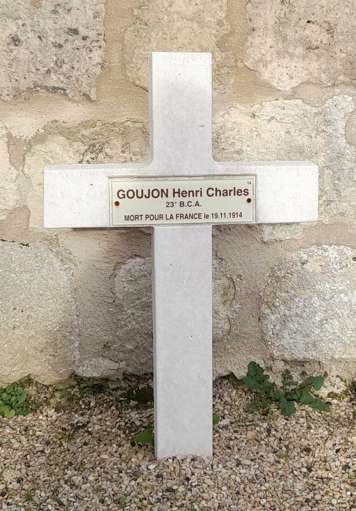 Goujon Henri Charles Ferdinand sépulture à Bucy-le-Long Sainte Marguerite (02)