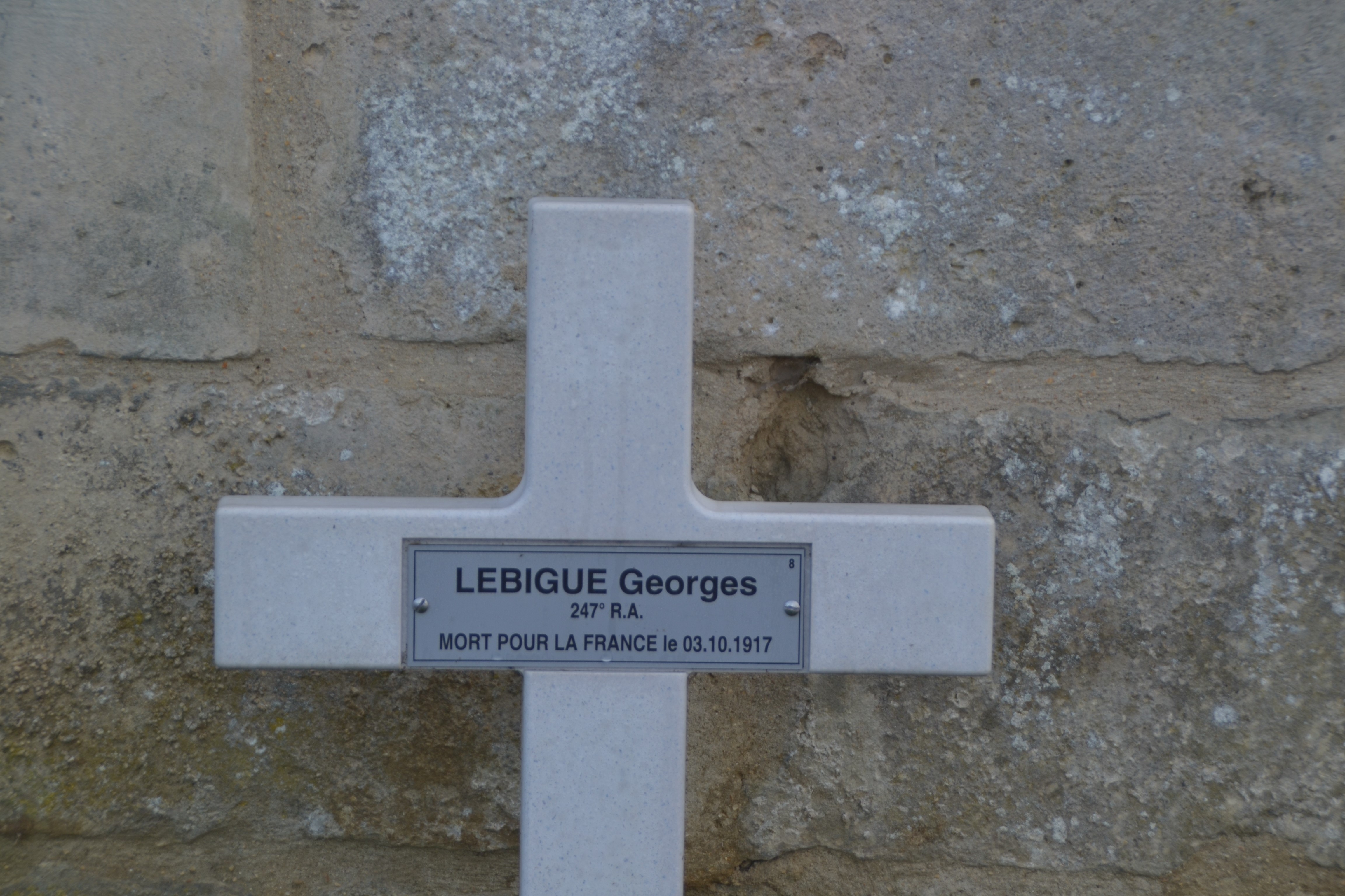 Lebigue Georges sépulture à Vénizel (Aisne)