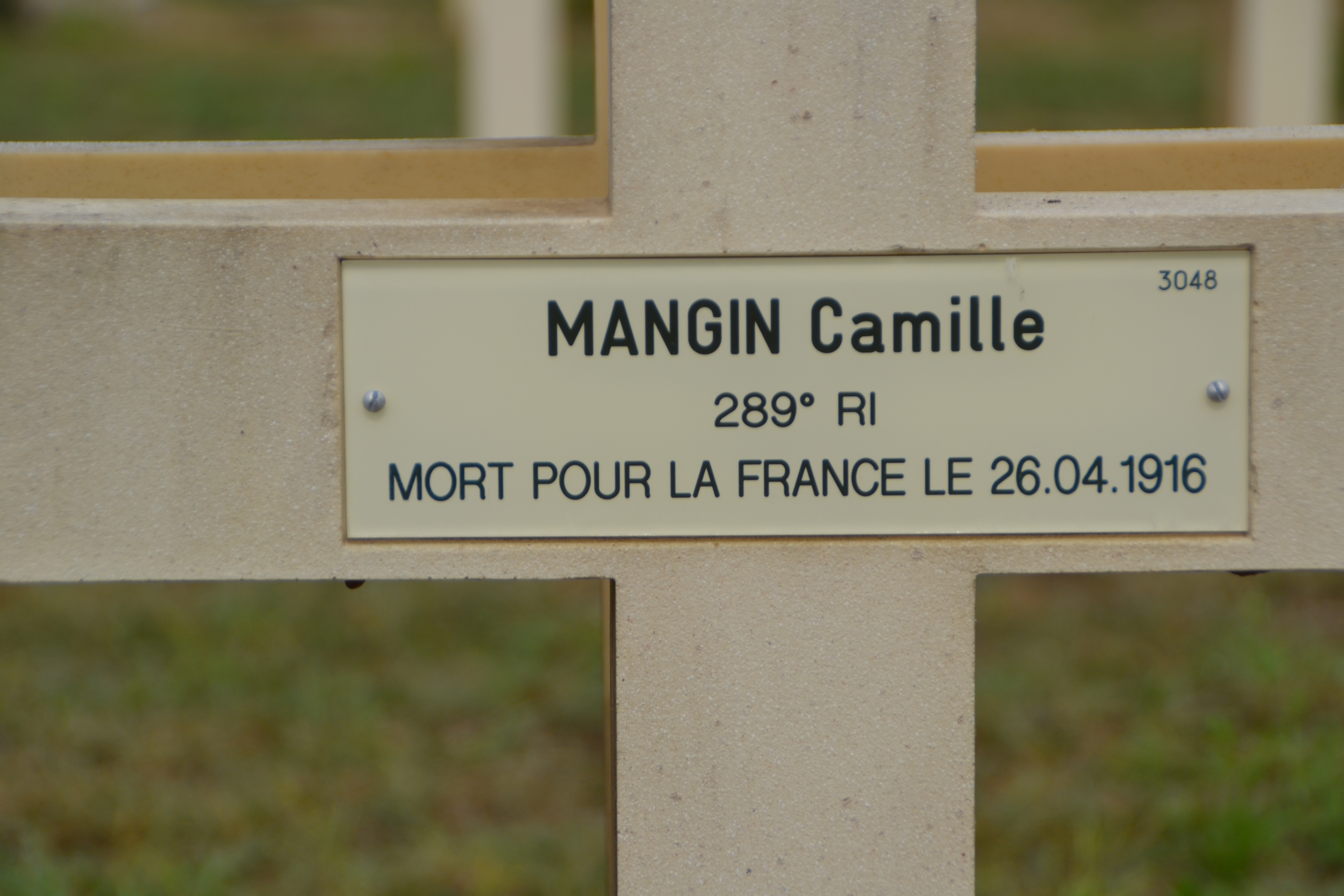 Mangin Camille, Sépulture à Pontavert