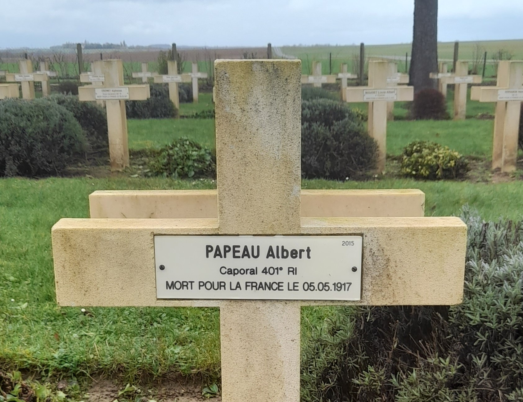 Papeau Albert Germain sépulture à Cerny en Laonnois (02)
