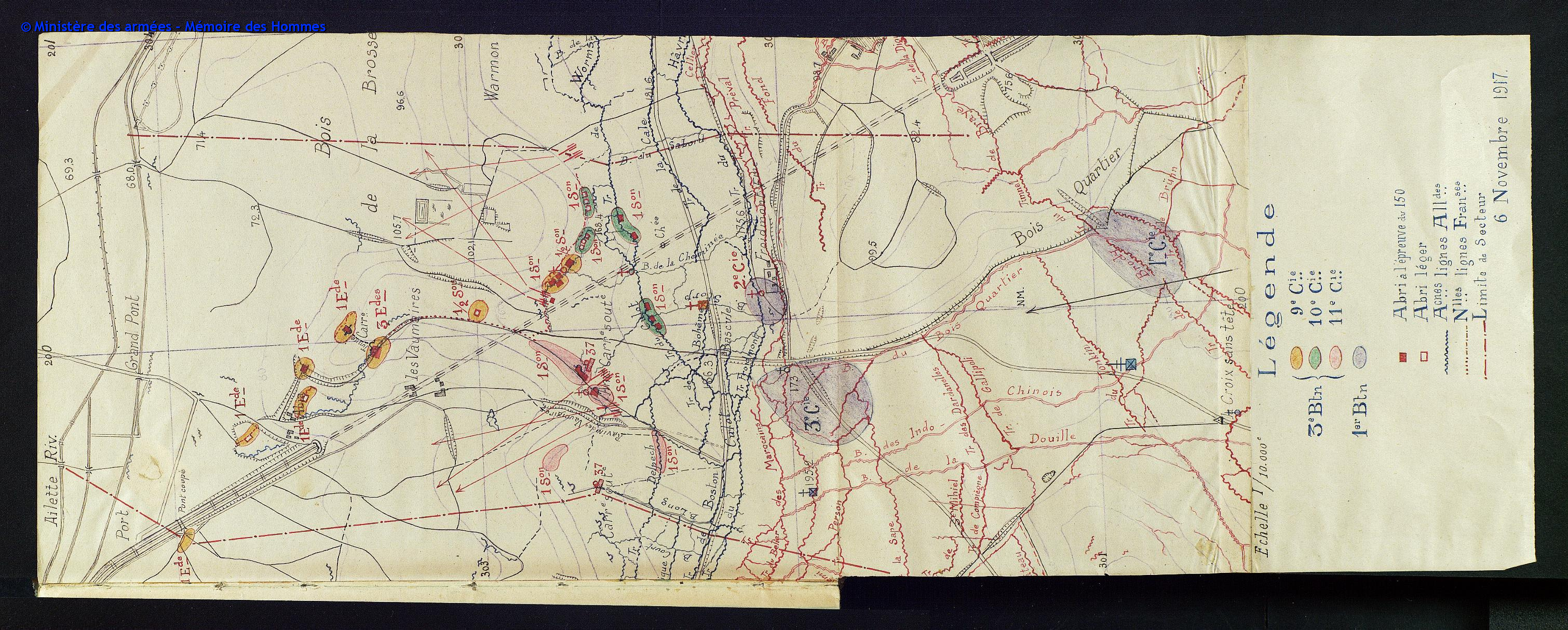 Vaumaires et Froidmont - secteur du 72e régiment d'infanterie le 6 novembre 1917 