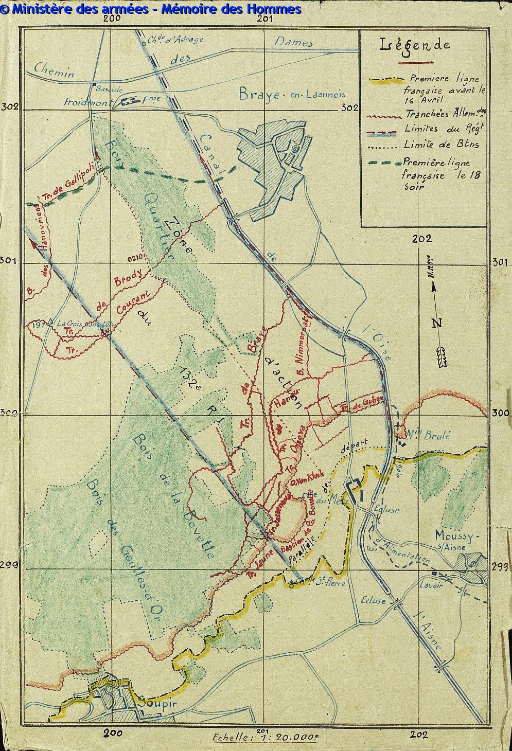 Ferme du Metz - secteur d'attaque du 132e régiment d'infanterie le 16 avril 1917