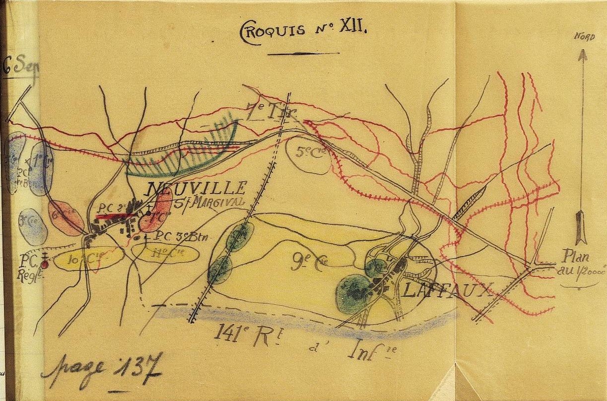 Neuville sur Margival - position du 8ème régiment de zouaves le 6 septembre 1918 