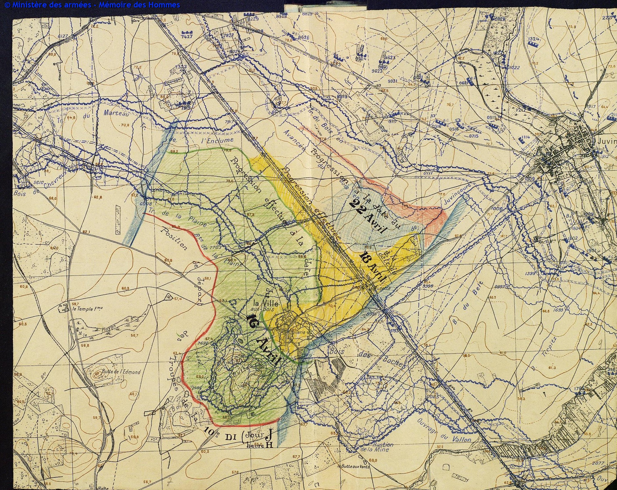 Tranchée de la Plaine - La-Ville-aux-Bois - 16 avril 1917