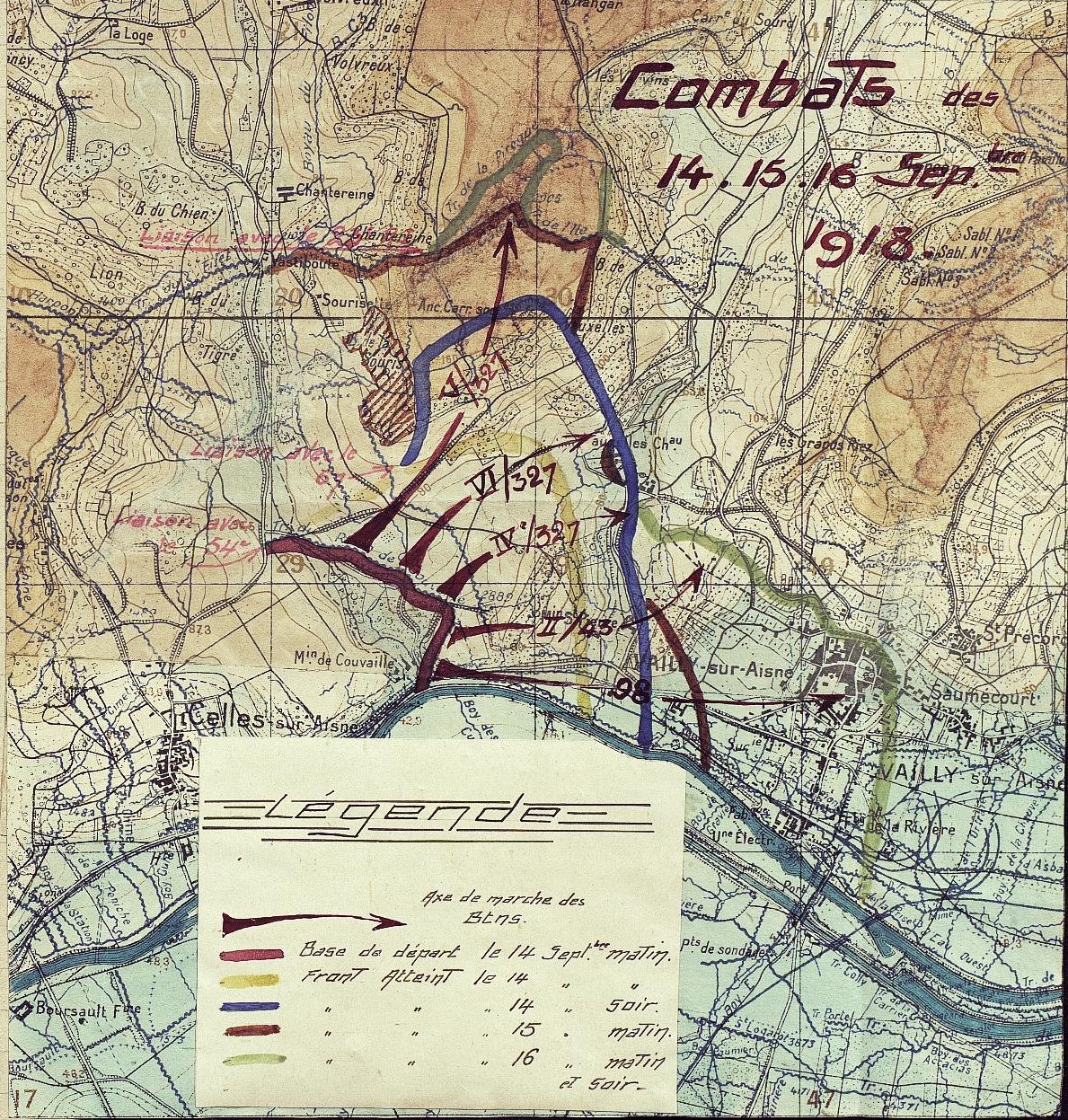 Le 327e régiment d'infanterie à Vailly les 14-15-16 septembre 1918 