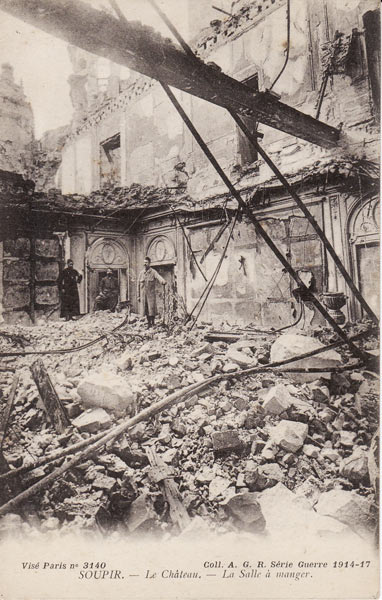 Le château de Soupir - vue de la salle à manger à 1917