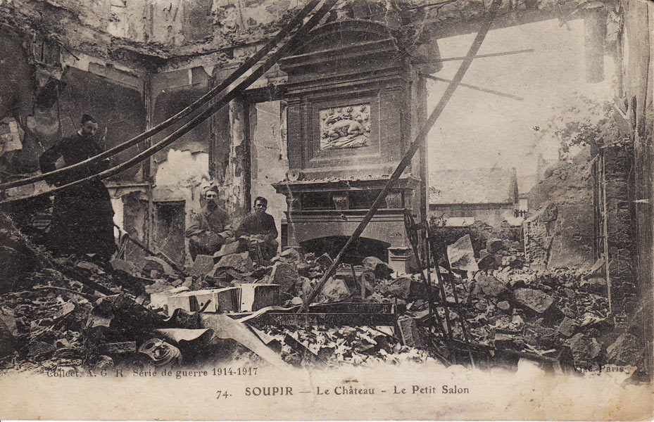 Le château de Soupir - vue du petit salon en 1917