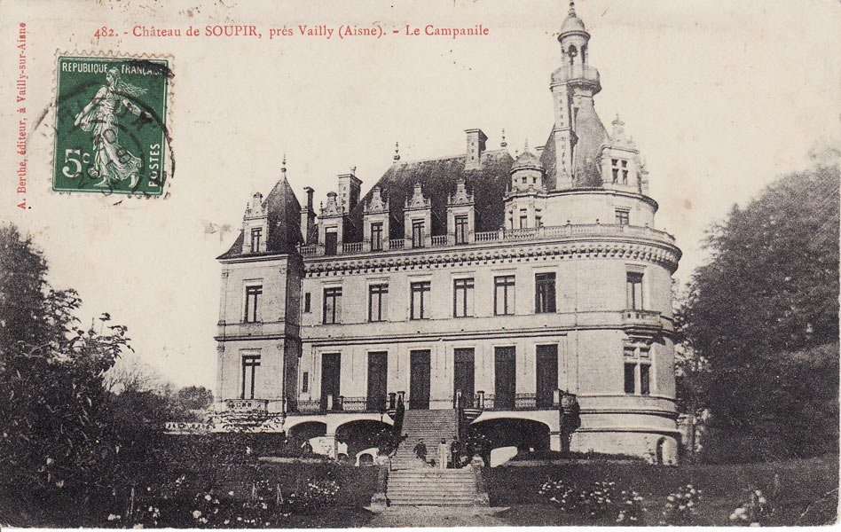 Château de Soupir avant guerre, le Campanile