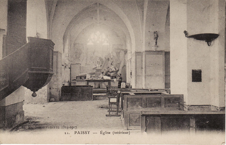 Paissy - intérieur de l'église (avant guerre)