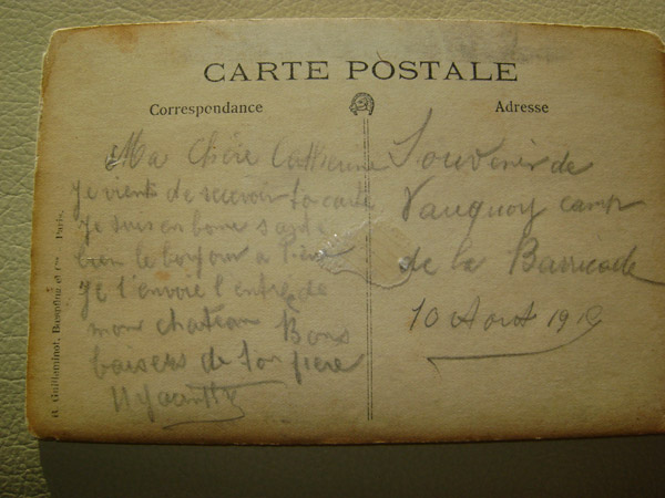 carte postale souvenir du Vauquois (verso) - Hyacinthe OLLIVIER