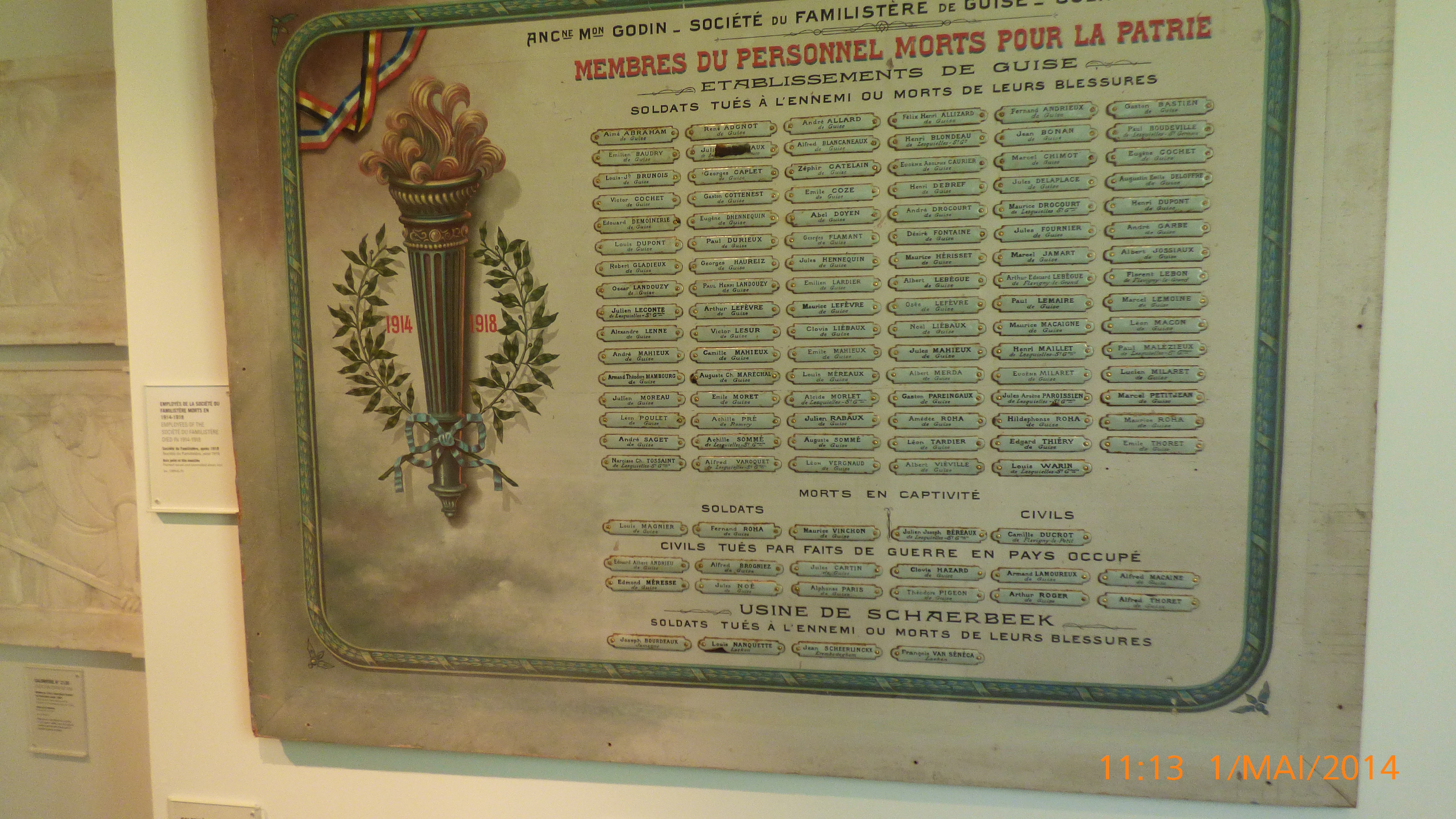 Plaque Commémorative dans l'enceinte du Familistère de Guise