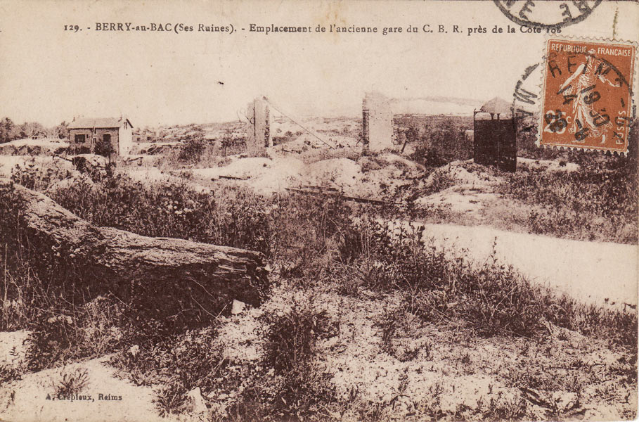 Gare CBR en ruines près de Berry-au-Bac