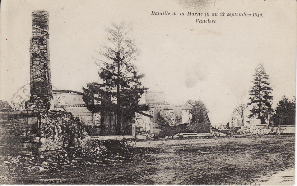 Le village de Vauclerc en ruines