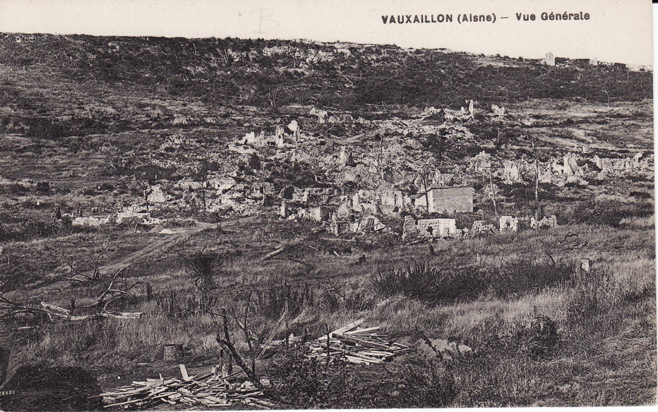 Vue générale de Vauxaillon en ruines