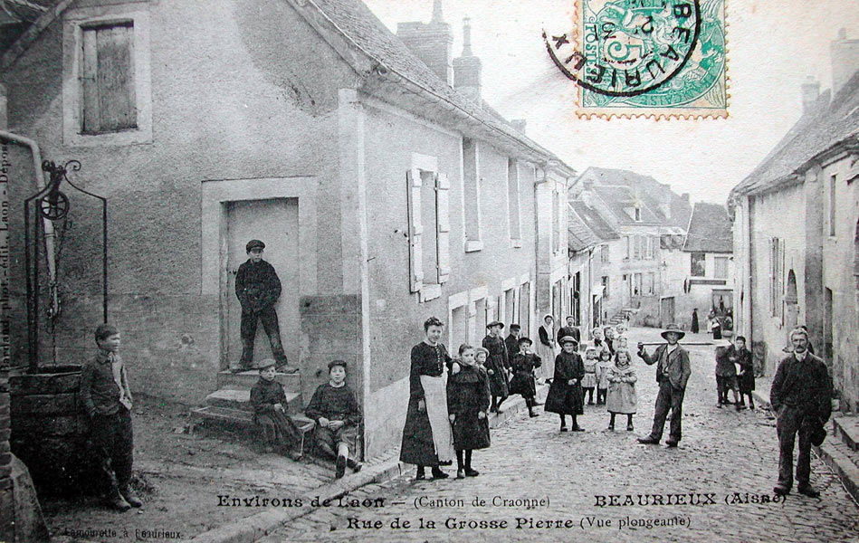 Beaurieux, la rue de la Grosse Pierre vers 1906
