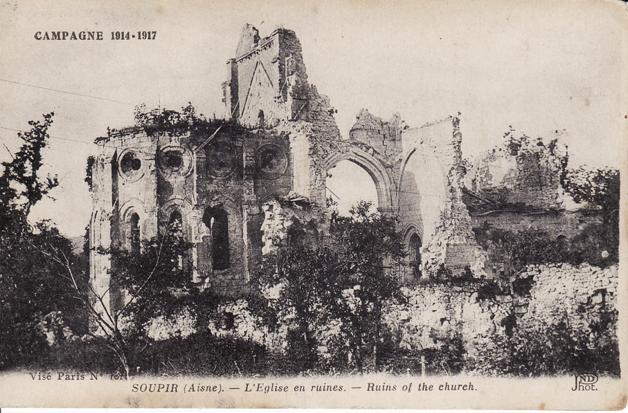 L'église de Soupir en 1917