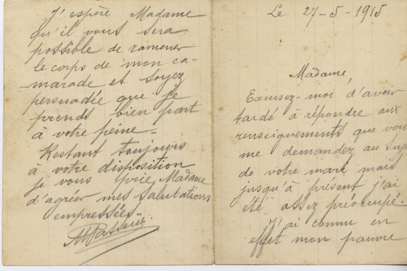 Lettre d'un soldat à  l'épouse d'un combattant décédé (p1 et 4)
